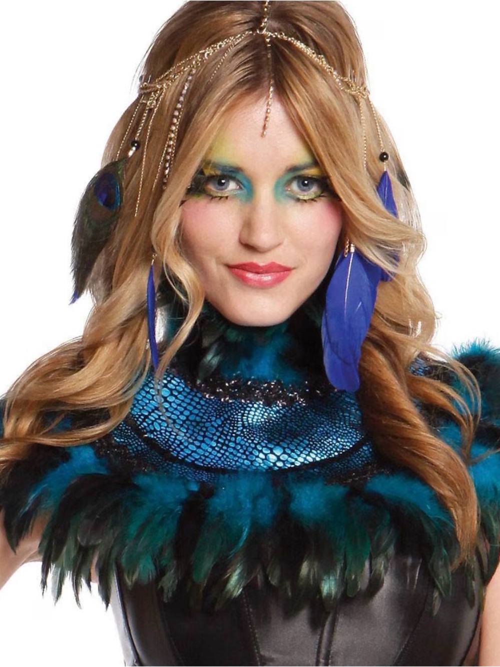 Peacock Feather Collar Costume Accessory - Adult Size, Multicolor - 1 Pc.